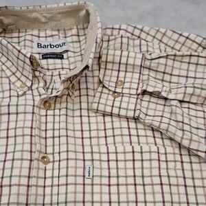 Barbour Plaid Dress Longsleeve Button Down Shirt Sz UK 2XL=US 2XL Preppy Office